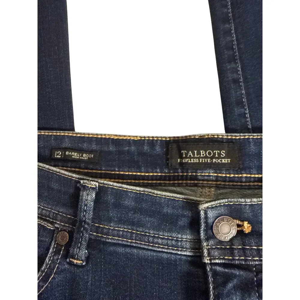 Talbots Flawless Blue Mid Rise Barely Boot Jeans Women's Size 12 Stretch Denim
